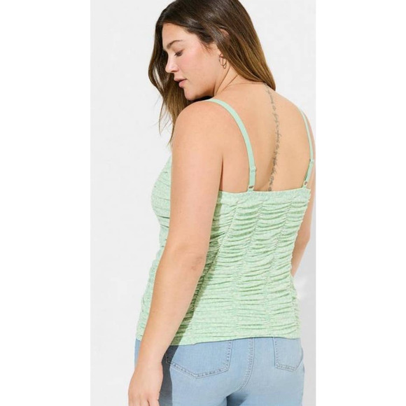 New Torrid Womans Sz 5X Plus Tanks Shirred Mesh Stretch Floral Green Lined NWT - Picture 2 of 10